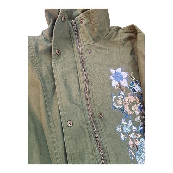 Mark. Floral embroidered green womens jacket sz med 8/10 military style boho - Picture 7 of 16